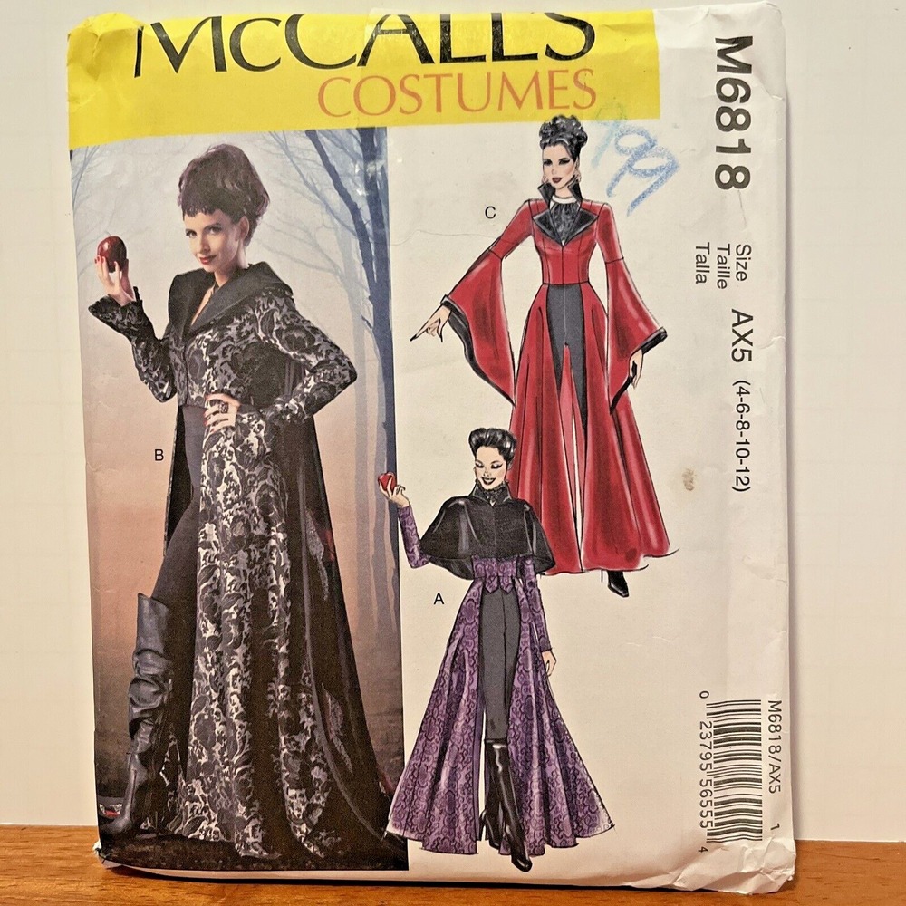McCalls M6818 Costume Pattern Gothic Evil Queen Vampire Sz 4-12 New Uncut